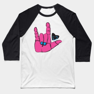 ASL ILY Pink/blue with heart Baseball T-Shirt